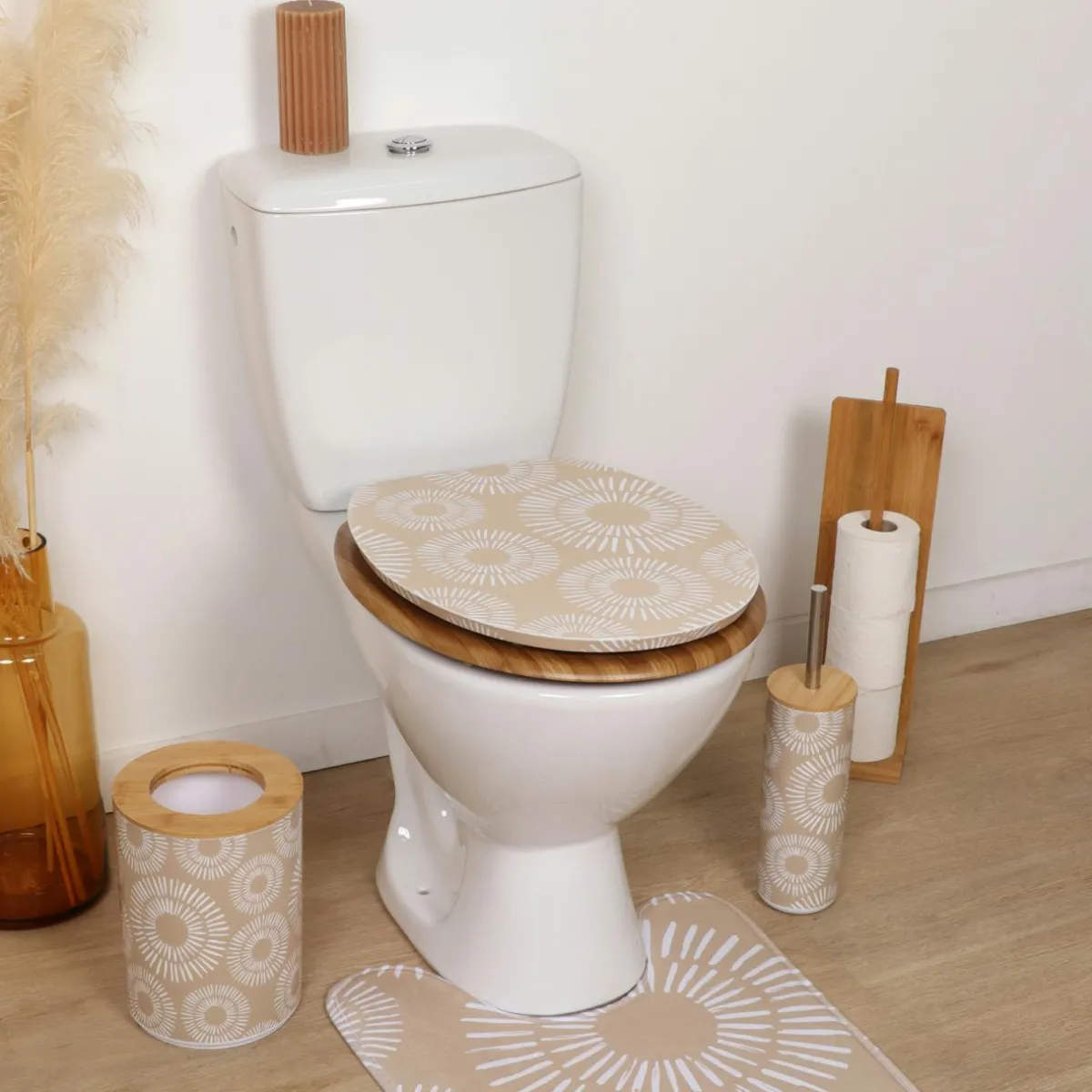 TENDANCE Abattant WC 18 pouces MDF Ethnic Spirals Beige Best