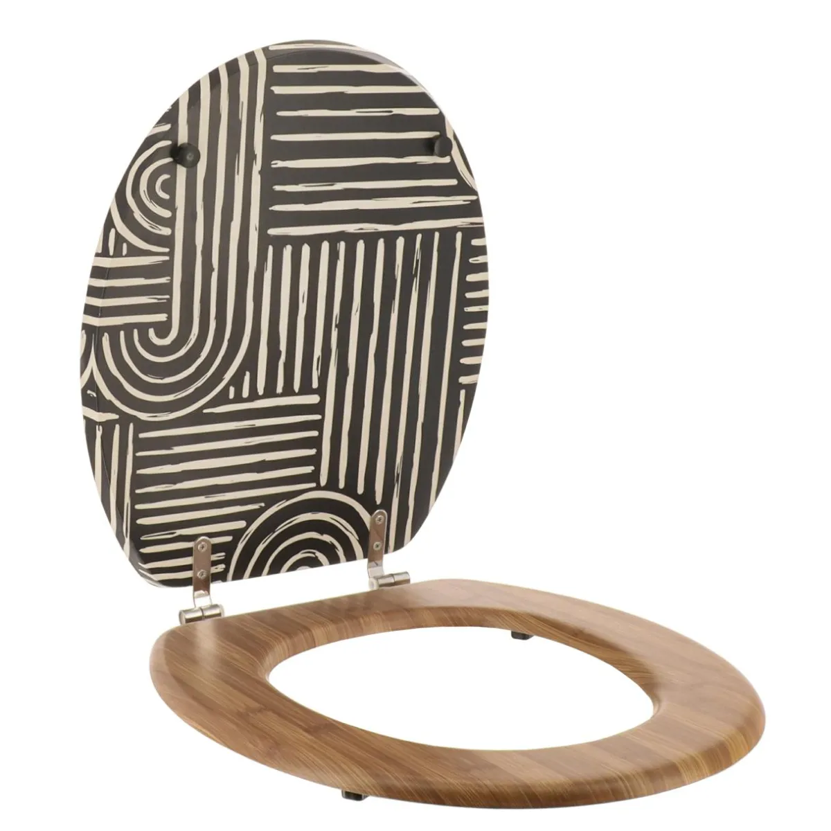 TENDANCE Abattant WC 18 pouces MDF Ethnic Vibes Noir Outlet