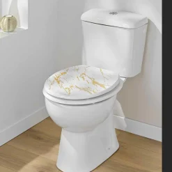 douceur d'intu017drieur Abattant WC 18 pouces MDF effet marbre Aquamarbre Blanc Clearance