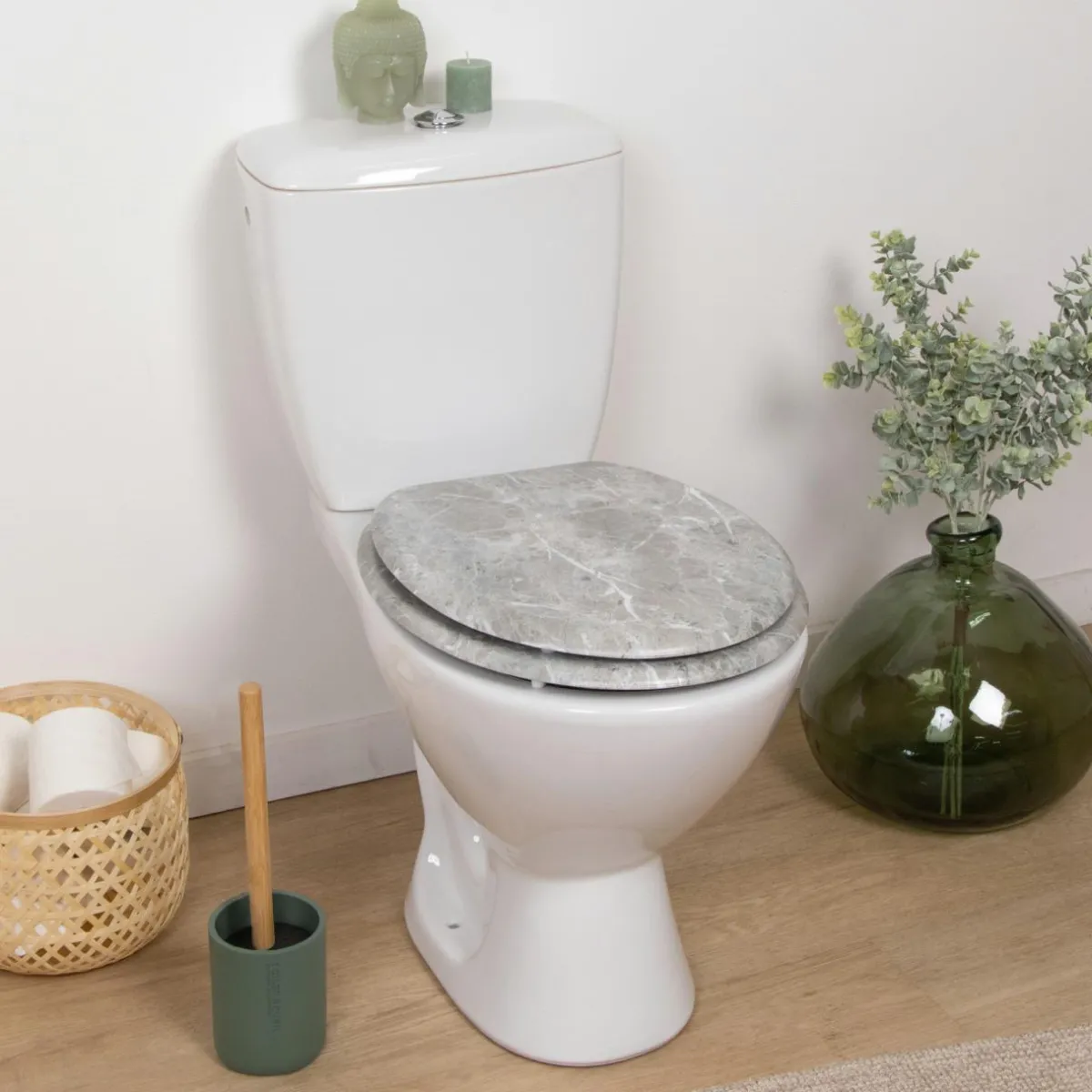 TENDANCE Abattant WC 18 pouces MDF Façon Marbre Gris Best