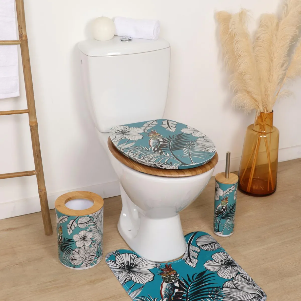 TENDANCE Abattant WC 18 pouces MDF Jungle Fever Bleu Best
