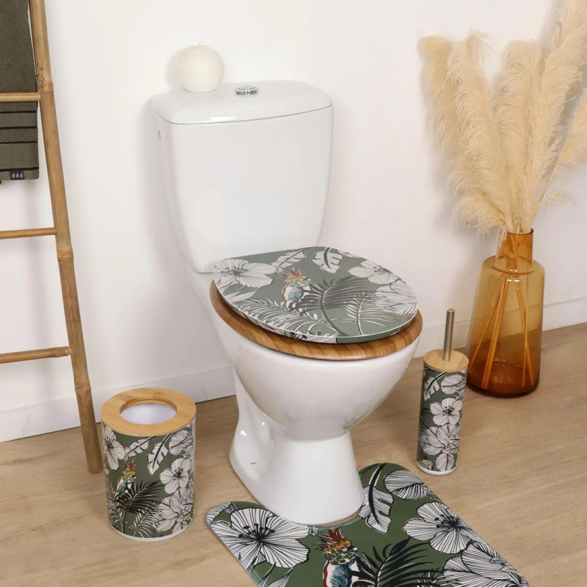 TENDANCE Abattant WC 18 pouces MDF Jungle Fever Vert kaki