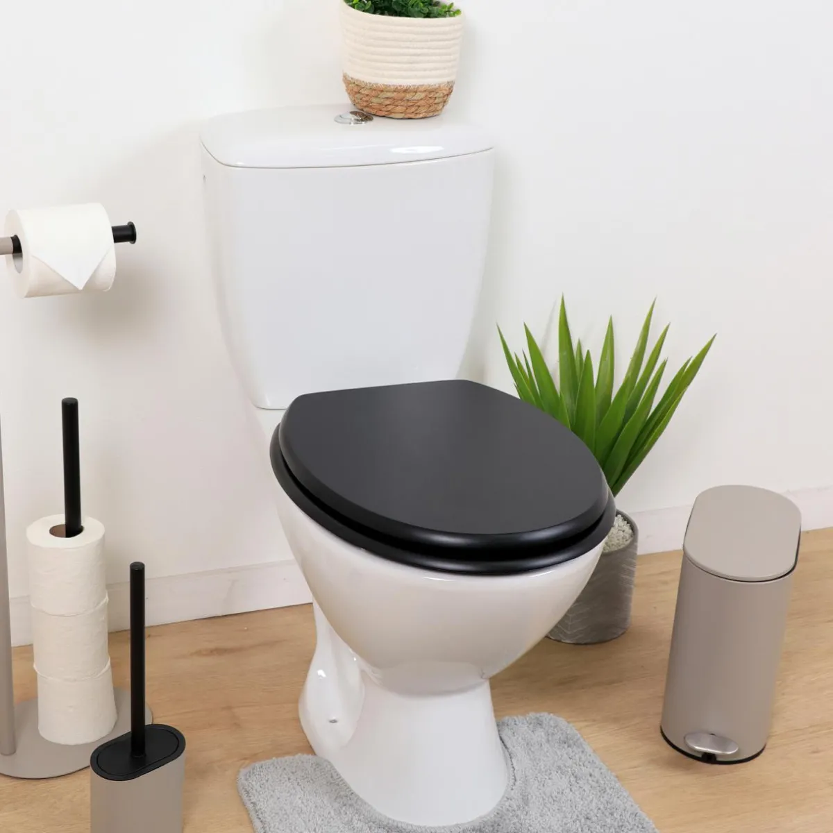 TENDANCE Abattant WC 18 pouces MDF Primo Noir Discount