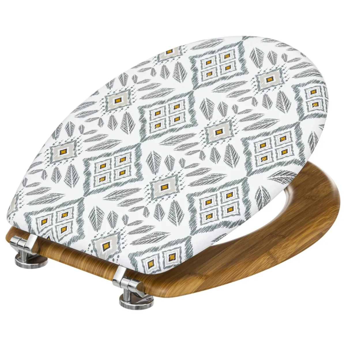 ATMOSPHERA Abattant WC bois (36 x 42,5 cm) Hapache Multicolore Blanc Clearance