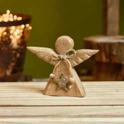 KAEMINGK Ange de Noël en bois à poser (H14 cm) Sweety Naturel Best