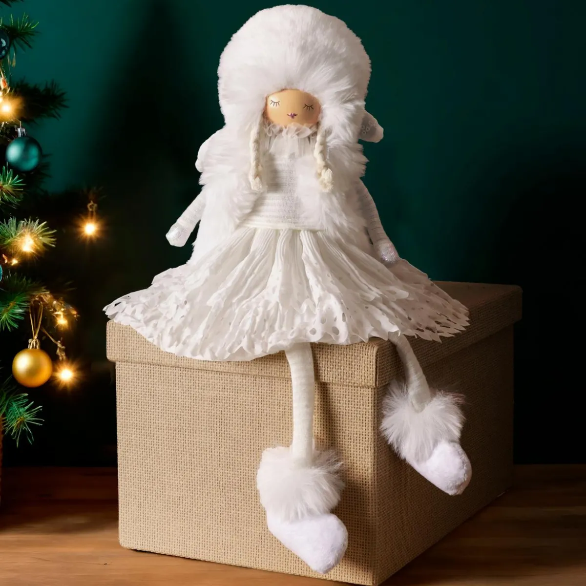 KAEMINGK Ange de Noël jambes souples (H53 cm) Demoiselle d'Hiver Blanc Hot