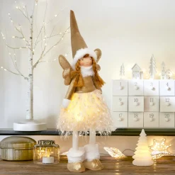 JJA Ange de Noël lumineux à piles (H48 cm) Fée clair de lune Dée Or Sale