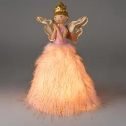 KOOPMAN Ange de Noël lumineux à piles (H36 cm) Mendhy robe Rose Clearance