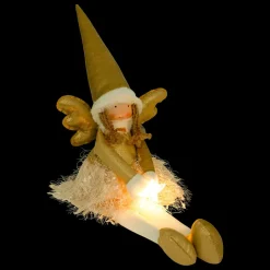JJA Ange de Noël lumineux à piles (H48 cm) Fée clair de lune assise Dée Or Best