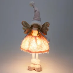KOOPMAN Ange de Noël lumineux à piles (H50 cm) Gladys robe Rose New