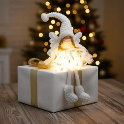 KOOPMAN Ange de Noël lumineux à piles (H60 cm) Gladys plumage Blanc Discount