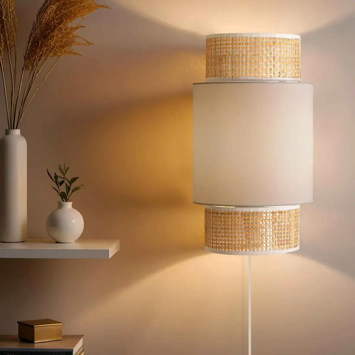 OSTARIA Applique murale en rotin (H33 cm) Luz Beige Outlet