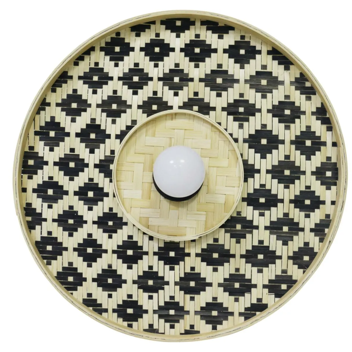 EMINZA Applique murale ronde en bambou (D50 cm) Marioka et naturel Noir Sale