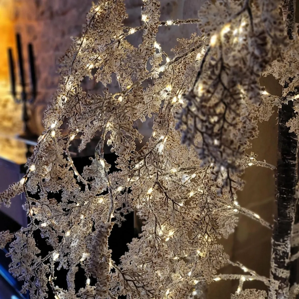 EMINZA Arbre lumineux 600 LED (H200 cm) Saule pleureur Fleur Blanc Blanc chaud Outlet