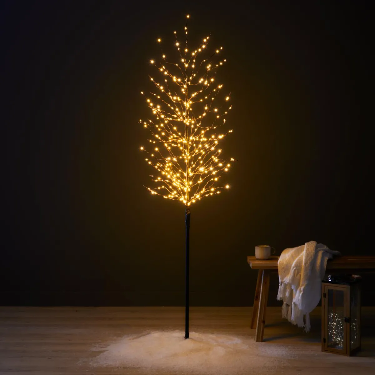 EMINZA Arbre lumineux 360 LED (H180 cm) Bouleau d'hiver Blanc Chaud doré