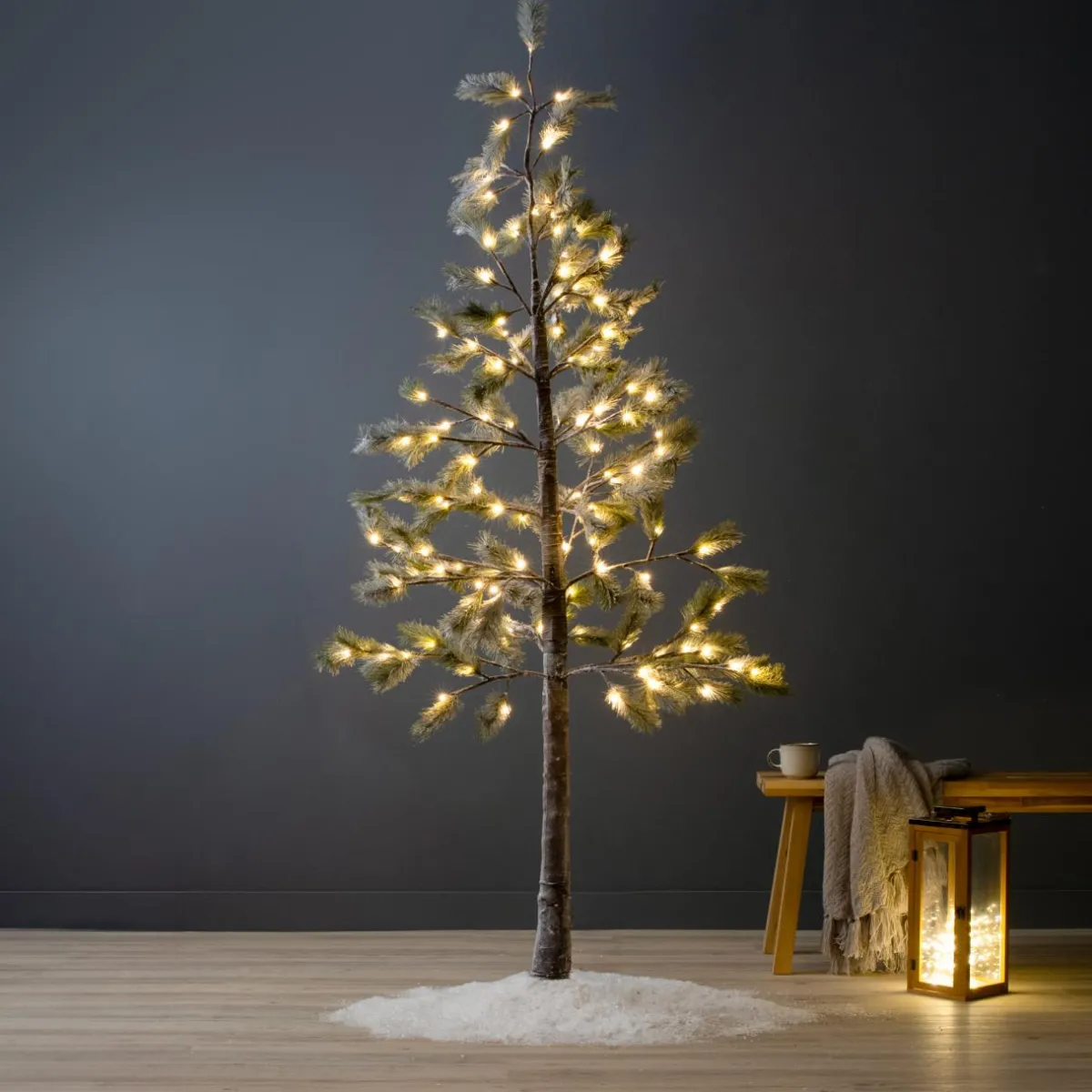 KAEMINGK Arbre lumineux 96 LED (H180 cm) Pin Clarius enneigé Blanc chaud Discount