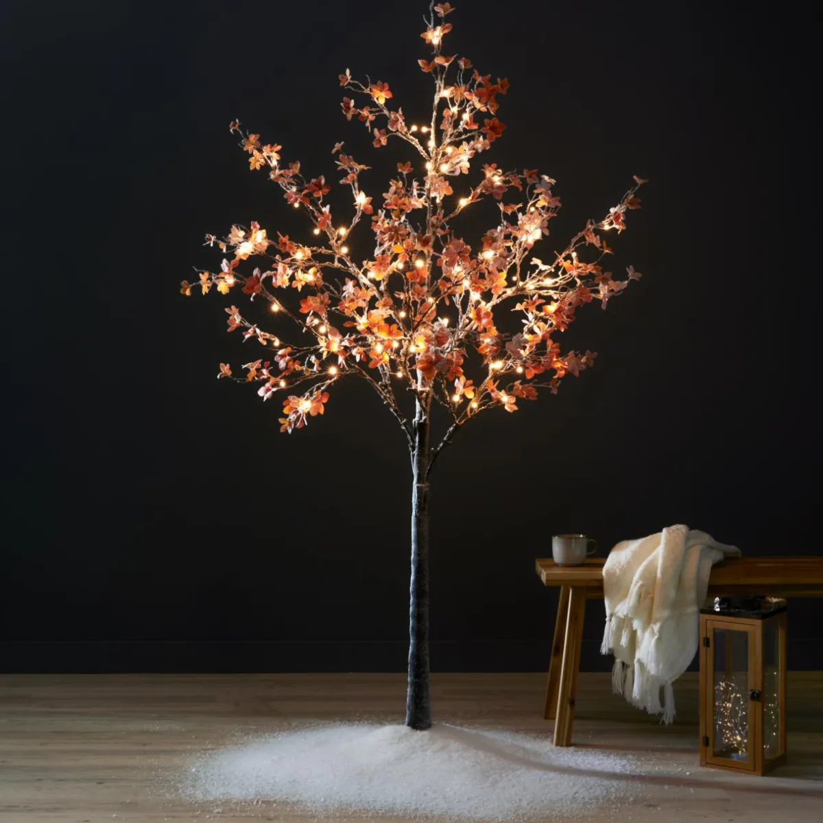 EMINZA Arbre lumineux 96 LED (H180 cm) Chêne enneigé Blanc chaud Discount