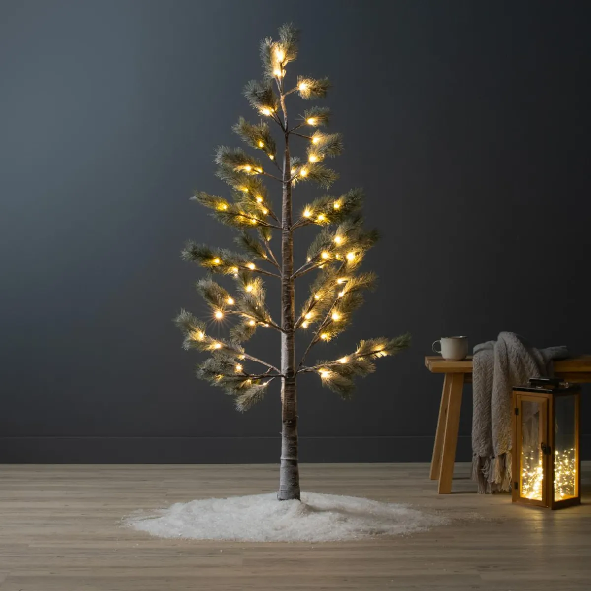 KAEMINGK Arbre lumineux 72 LED (H150 cm) Sapin Alpin Vert enneigé et Blanc chaud Discount