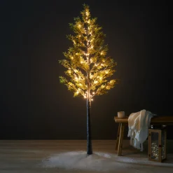 EMINZA Arbre lumineux 96 LED (H180 cm) Épicéa branches givrées Blanc chaud