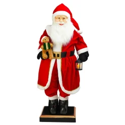 KOOPMAN Automate Géant musical et lumineux (H200 cm) Papa Noël et ourson Rouge New