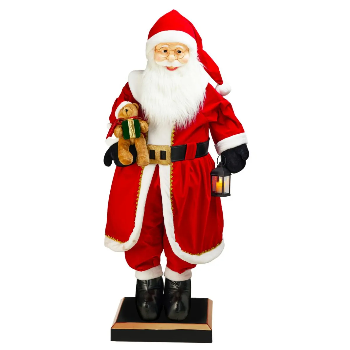 KOOPMAN Automate Géant musical et lumineux (H200 cm) Papa Noël et ourson Rouge New