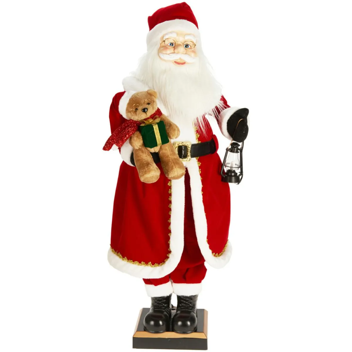 KOOPMAN Automate musical et lumineux (H110 cm) Papa Noël et ourson Rouge Online