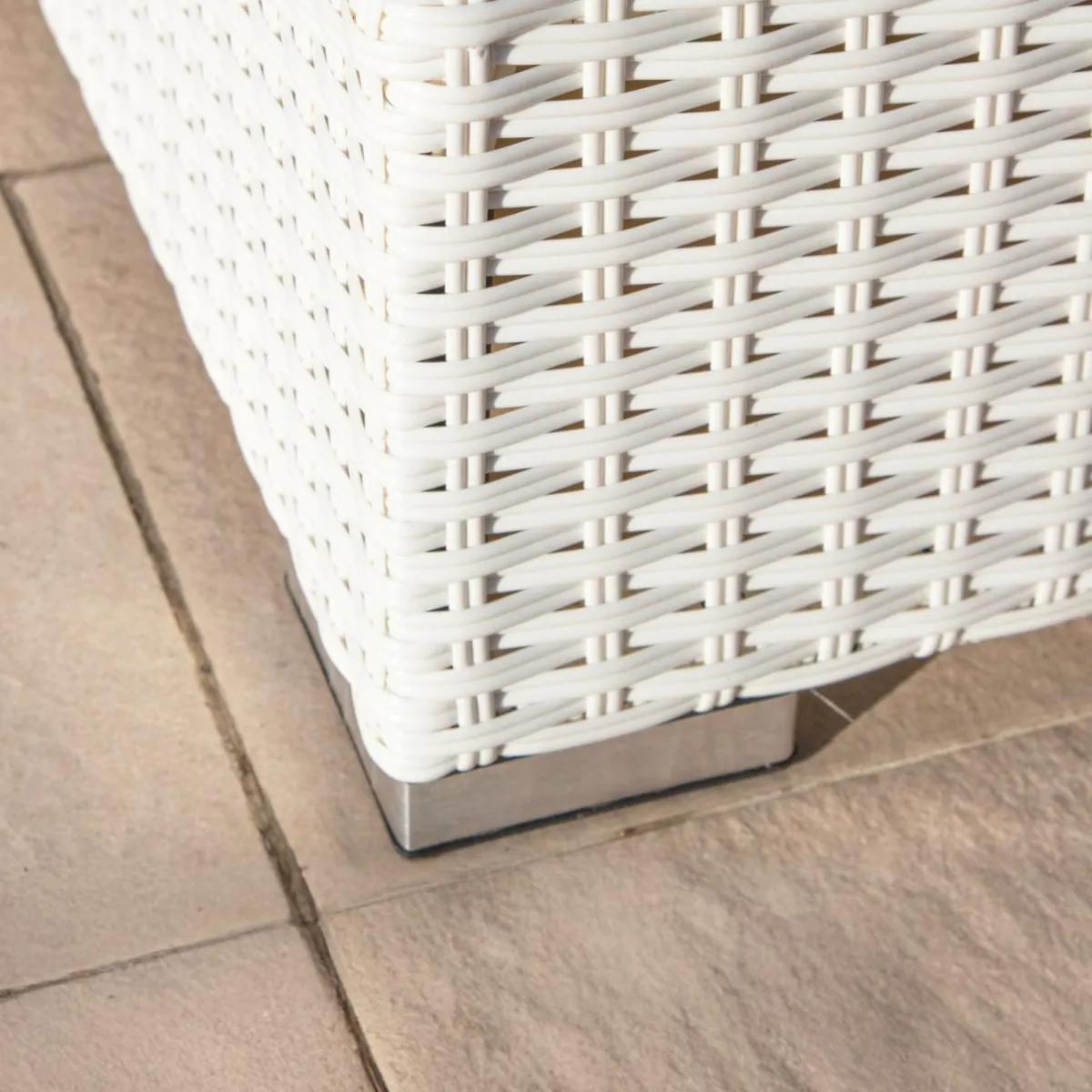 MOBELLIA Banquette en résine tressée 2 places Palma Blanc et gris Tresse Blanc - Gris New