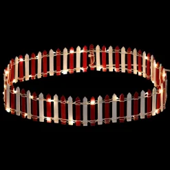 JJA Barrière en bois lumineuse (H9 cm) pour village Rouge Outlet