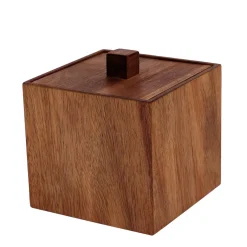 TENDANCE Boite à coton en bois d'acacia (H10 cm) Lina Marron Discount