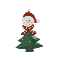 KAEMINGK Bonhomme de neige à suspendre en métal (H12 cm) Sapin et pois Vert Discount