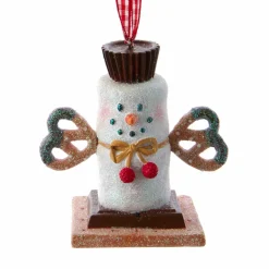 CHRISTMAS INSPIRATIONS Bonhomme de neige à suspendre (H7 cm) Bretzel Cerise Blanc Sale
