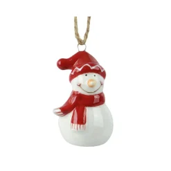 KAEMINGK Bonhomme de neige à suspendre (H6 cm) Dolomite et blanc Rouge Outlet