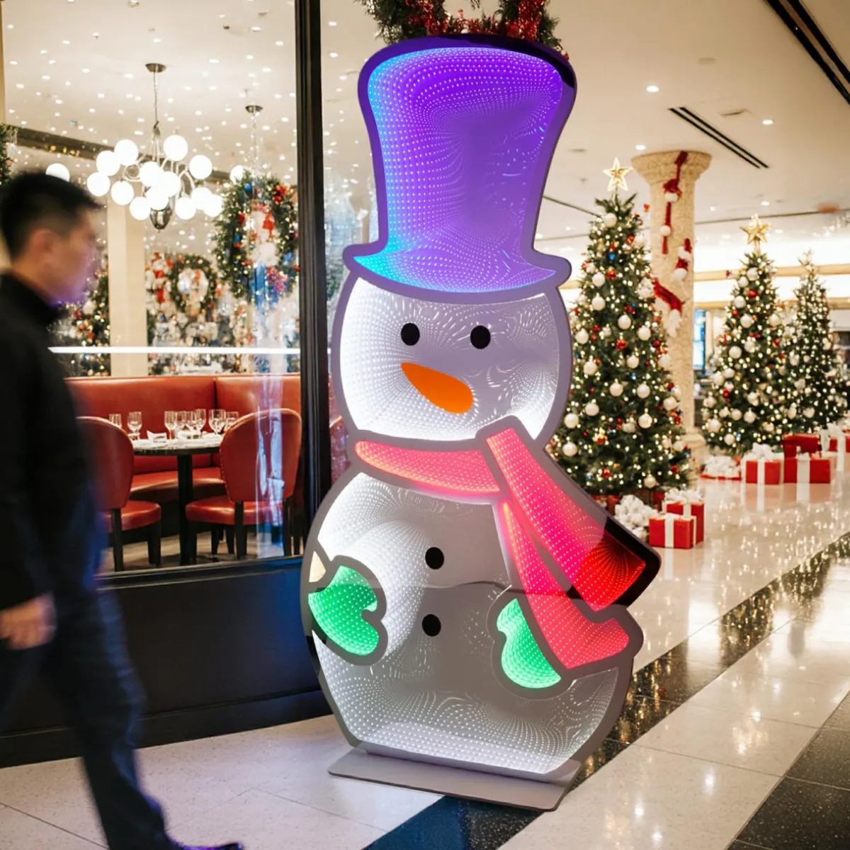 KOOPMAN Bonhomme de neige lumineux Géant 735 LED (H180 cm) Infinity Multicolore Discount