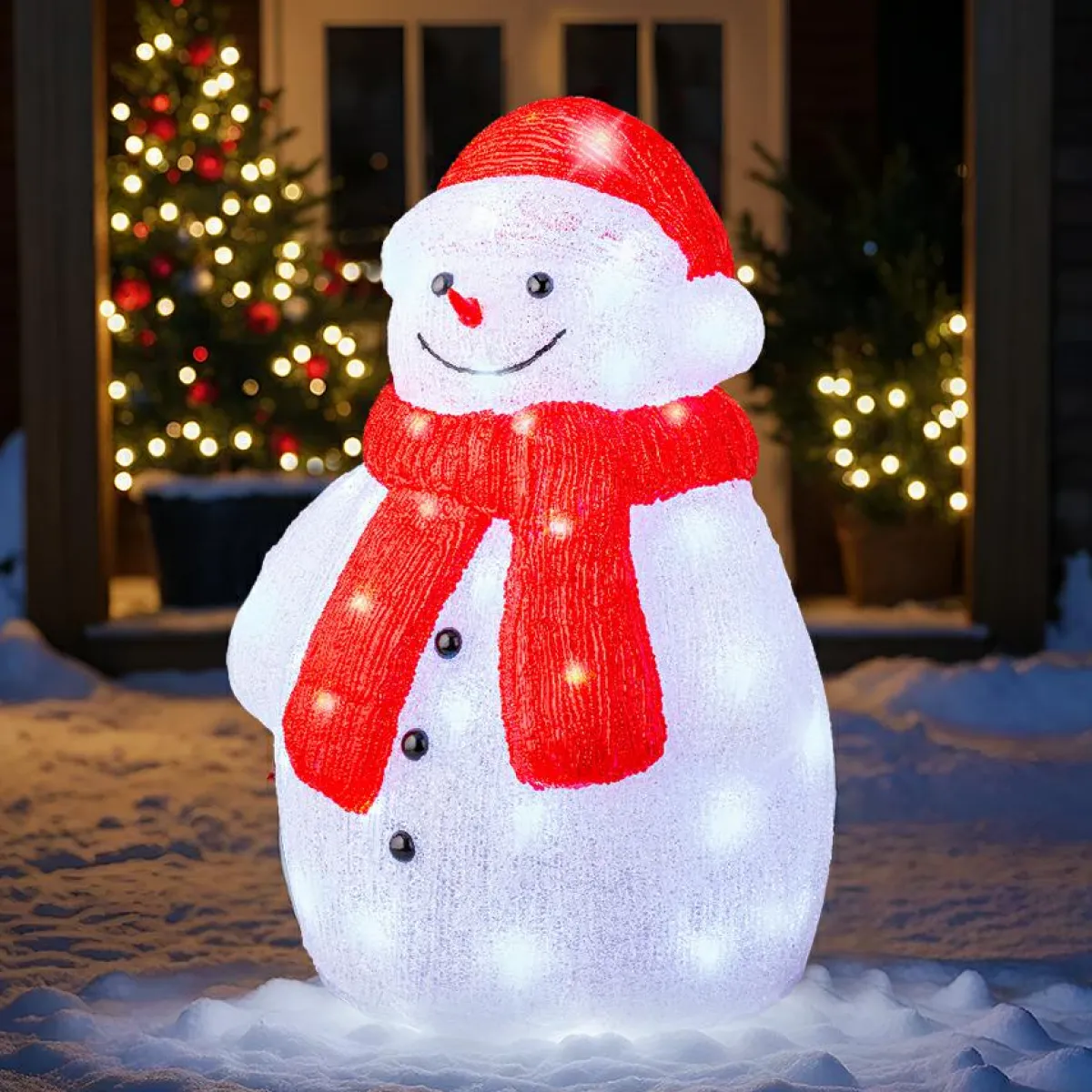 EMINZA Bonhomme de neige lumineux 60 LED (H46 cm) Lenny Blanc froid Hot