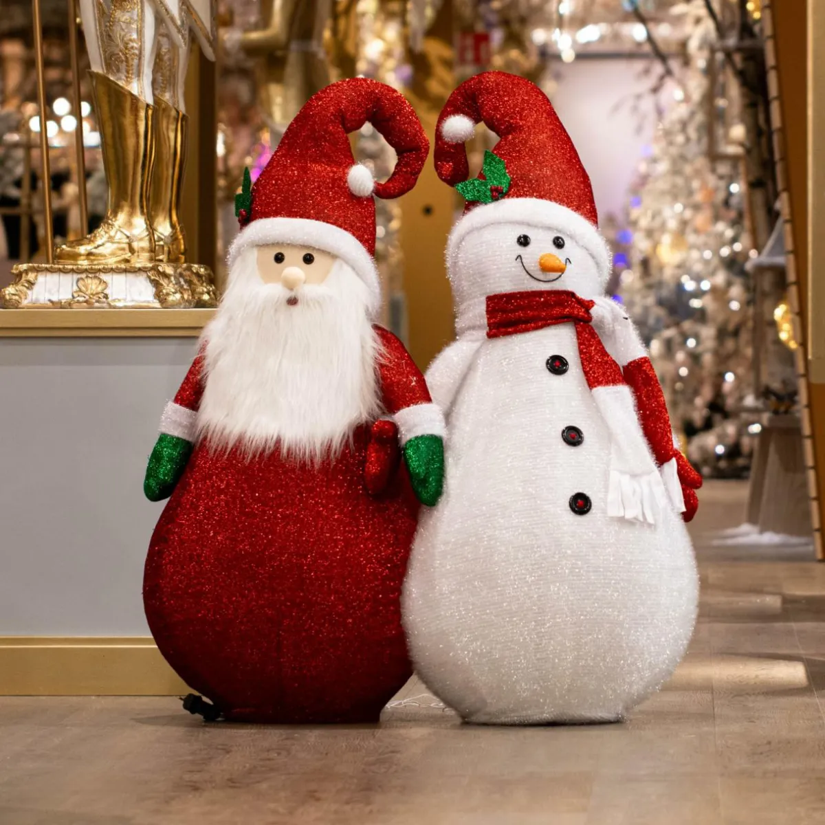 KOOPMAN Bonhomme de neige lumineux à piles (H140 cm) Pliable pailleté Rouge Clearance
