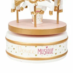 OSTARIA Boîte à musique enfant bois (H20 cm) Caroussel Rose Sale