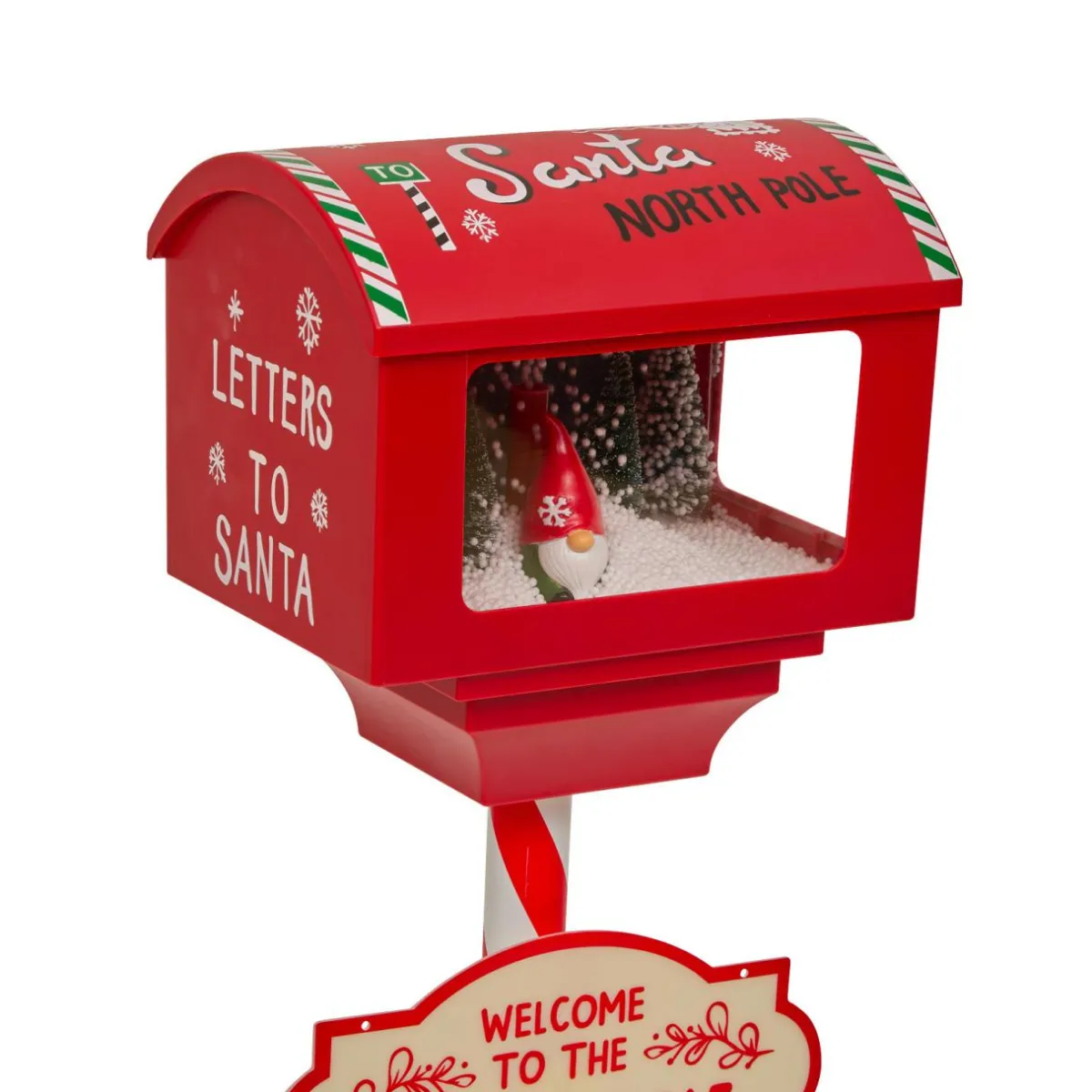 JJA Boîte aux lettres (H120 cm) Lutin et flocons de neige Rouge Clearance