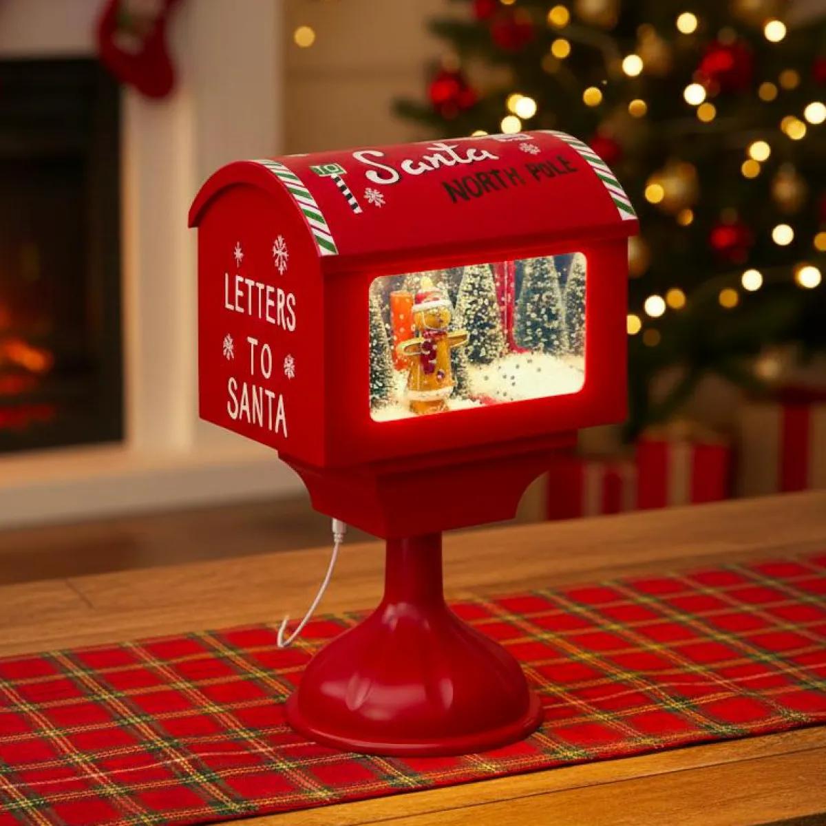 JJA Boîte aux lettres lumineuse à piles LED (H41 cm) Bonhomme de neige Rouge Outlet