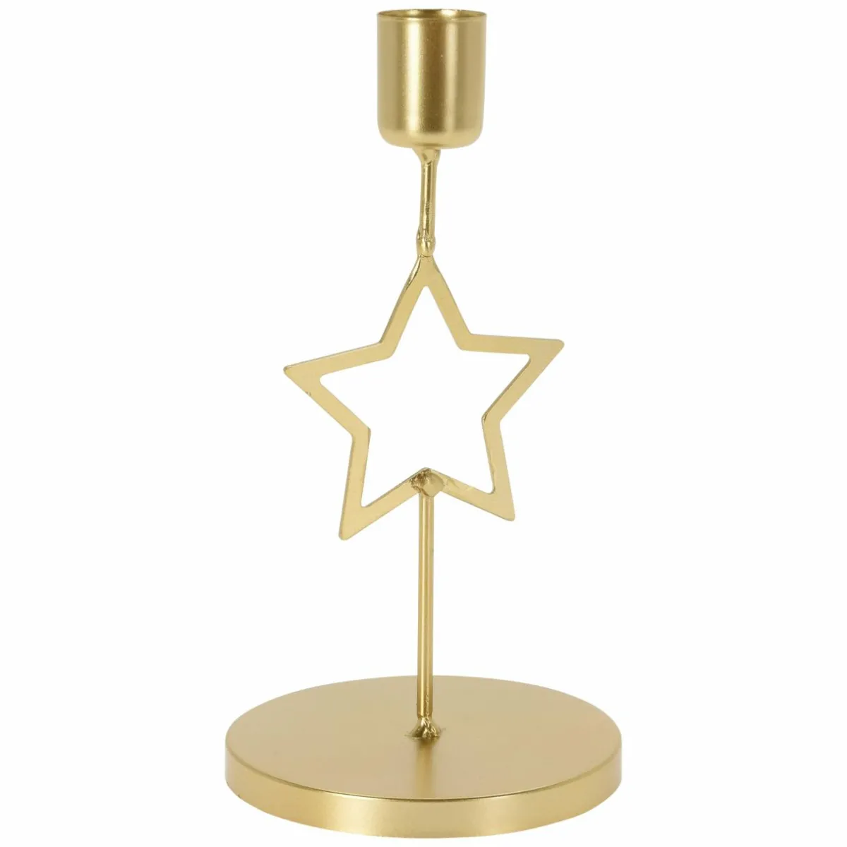 KOOPMAN Bougeoir en métal (H17 cm) Etoile Or Best