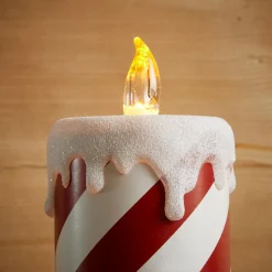KOOPMAN Bougie lumineuse déco LED (H30 cm) Candy Candle et blanc Rouge