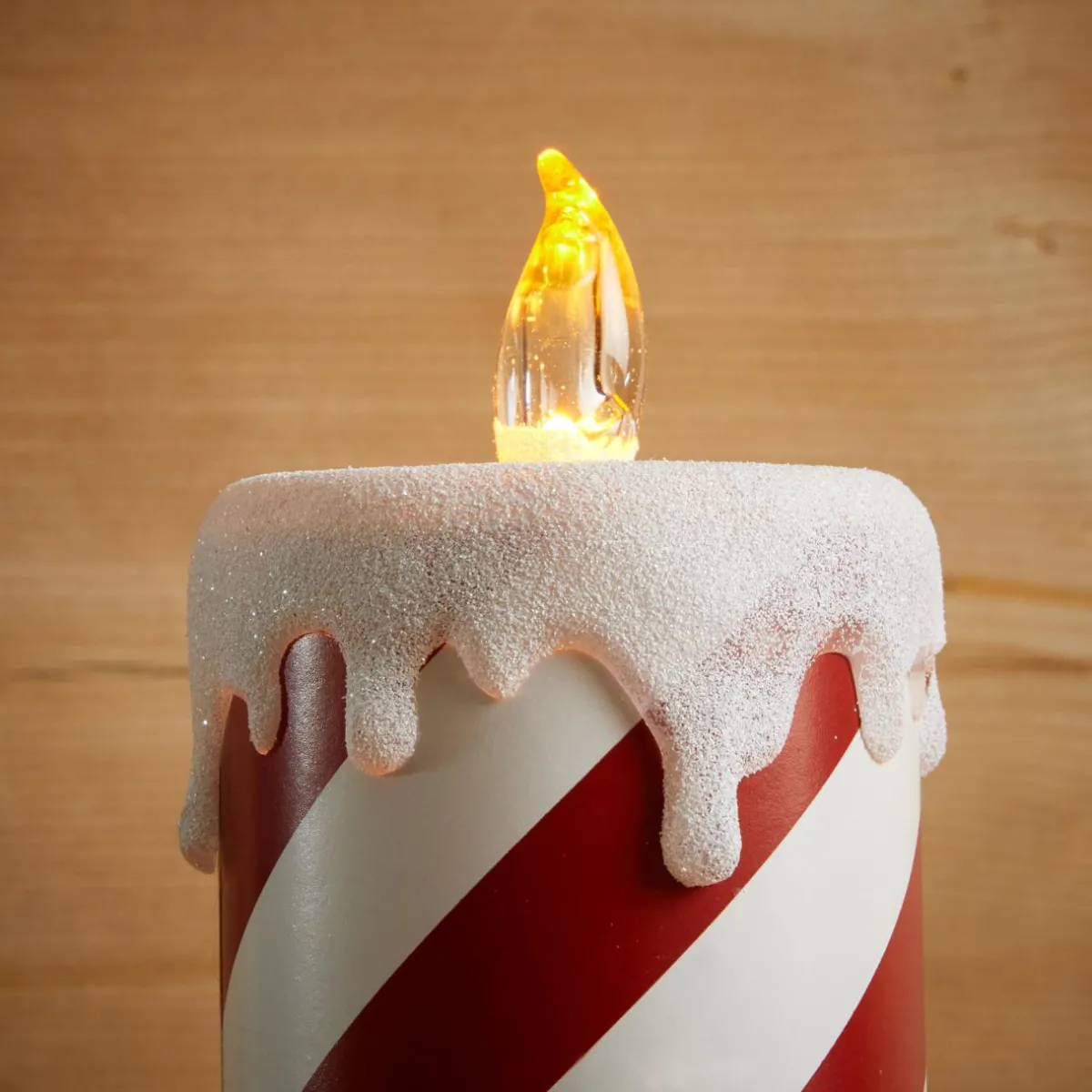 KOOPMAN Bougie lumineuse déco LED (H30 cm) Candy Candle et blanc Rouge