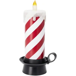 KOOPMAN Bougie lumineuse déco LED (H30 cm) Candy Candle et blanc Rouge