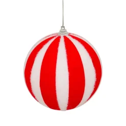 JJA Boule de Noël (D100 mm) Rayures et Blanc Rouge Outlet