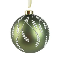 KAEMINGK Boule de Noël en verre (D120 mm) Tombée de neige Vert romarin Sale