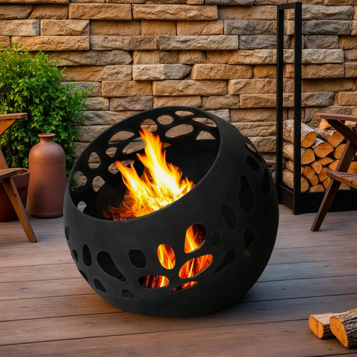 #N/A Braséro d'extérieur rond (D50 x H45 cm) Pyra Noir Hot