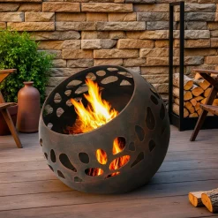 #N/A Braséro d'extérieur rond (D50 x H45 cm) Pyra Brun antique Marron Outlet