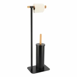 TENDANCE Brosse et dérouleur papier toilette Bambou Noir New