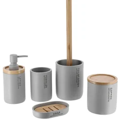 TENDANCE Brosse WC polyrésine Purebamboo Gris clair Discount