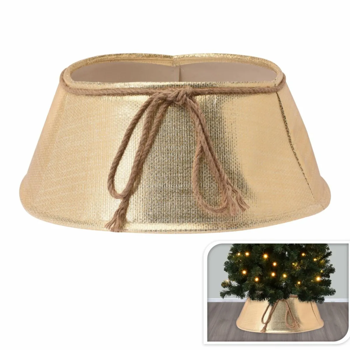 KOOPMAN Cache pied de sapin (D60 cm) Noeud Or Discount