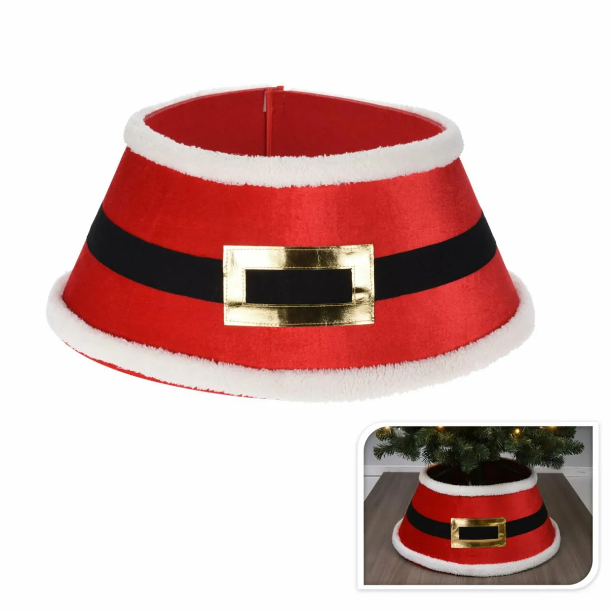 KOOPMAN Cache pied de sapin (D60 cm) Ceinture du Père Noël Rouge Outlet
